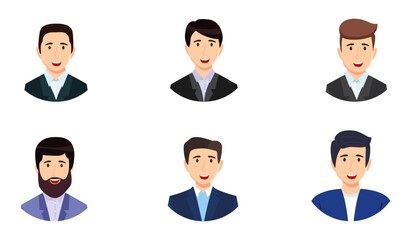 Businessman character avatar set with different business outfit isolated with round shape