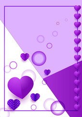 Stylish heart purple Papercut style Love card design background