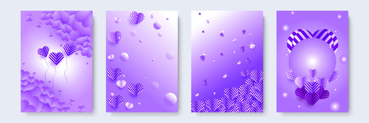 Spread Love purple Papercut style Love card design background