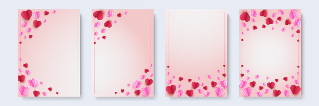 Celebrate Valentine day Red Pink Papercut style Love card design background. Design for special days, women's day, birthday, mother's day, father's day, Christmas, and wedding.