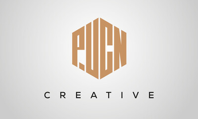 creative polygon PUCN letters logo design, vector template