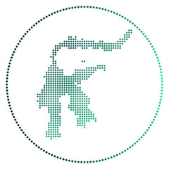 Sulawesi digital badge. Dotted style map of Sulawesi in a circle. Tech icon of the island with gradiented dots. Awesome vector illustration.