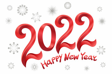 Fototapeta na wymiar 2022 A Happy New Year congrats concept. Stained glass logotype. Beautiful snowy backdrop. Abstract isolated graphic design template. Decorative numbers. red digits. Creative red decoration.