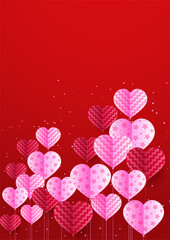 Valentine's day Red pink Papercut style Love card design background