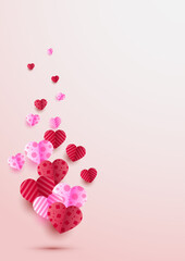 Spread love Red Pink Papercut style Love card design background