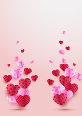 Spread love Red Pink Papercut style Love card design background. Design for special days, women's day, birthday, mother's day, father's day, Christmas, and wedding.