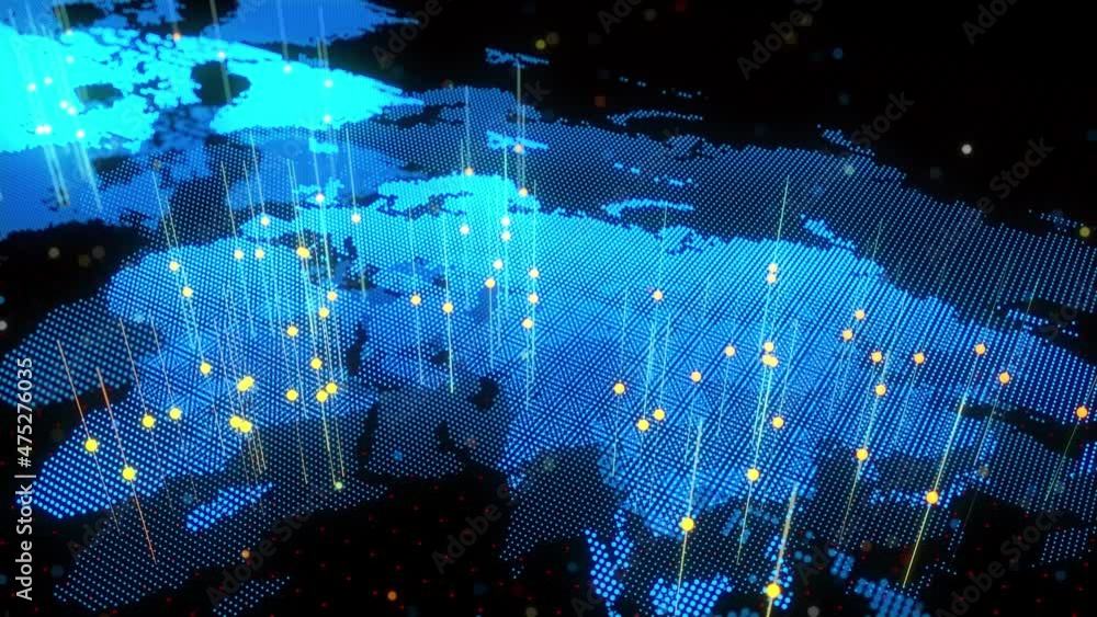 Poster background animation of world map. global network.
