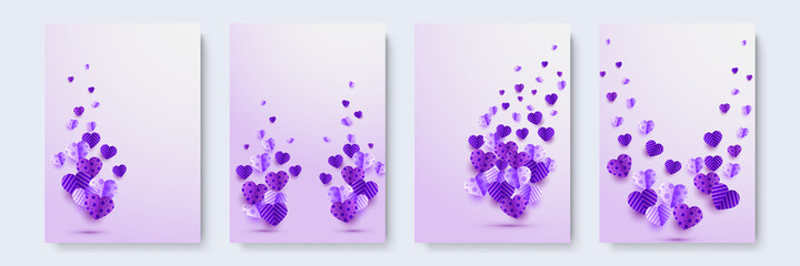 Spread love purple Papercut style Love card design background
