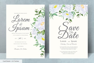 Beautiful Watercolor Floral Wedding Invitation Set with Hand Drawn Peony and Leaves