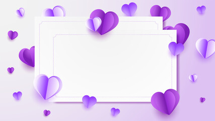Paper Valentine day purple Papercut style Love card design background