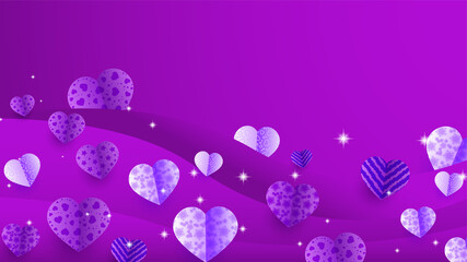 Valentine's day purple Papercut style Love card design background