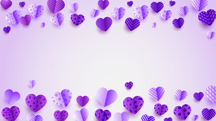 Spread love purple Papercut style Love card design background