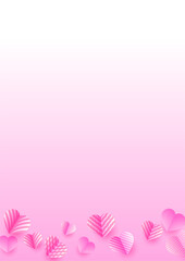 Fototapeta na wymiar Valentine's day universal love heart poster background. Happy Valentine day Pink Papercut style Love card design background