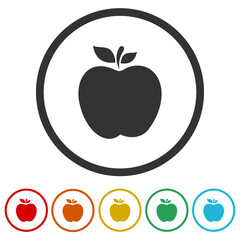 Apple icon isolated on white background color set