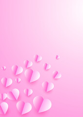 Shinning heart red pink Papercut style Love card design background