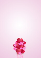 Fototapeta na wymiar Sweet lovely Red pink Papercut style Love card design background