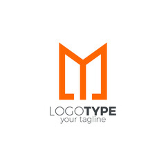 M Logo Simple With Orange Color