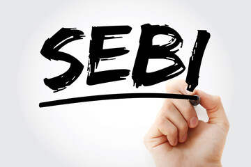 SEBI - Securities and Exchange Board of India acronym with marker, business concept background