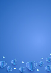 Happy Valentine day blue Papercut style Love card design background