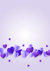 Stylish heart purple Papercut style Love card design background