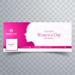 Happy women's day greeting card with facebook cover template