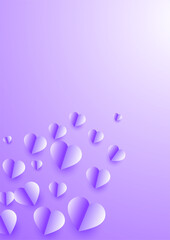 Shinning heart purple Papercut style Love card design background