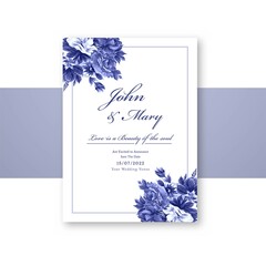 Beautiful wedding invitation card with flowers frame template