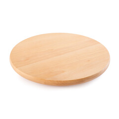 Pizza board isolated on white background. Natural wooden cutting board.