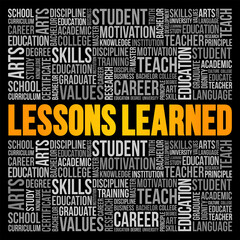 Lessons Learned word cloud, education concept background