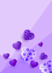 Valentine day purple Papercut style Love card design background