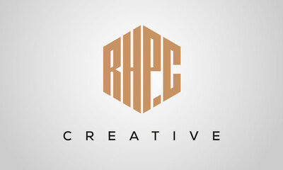 creative polygon RHPC letters logo design, vector template