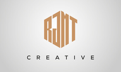 creative polygon RJMT letters logo design, vector template