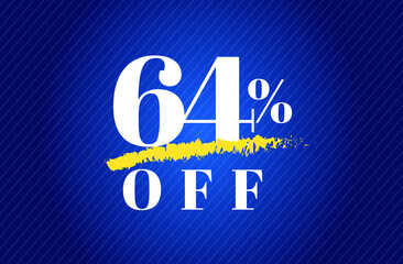 64% off tag sixty four percent discount black friday sale white letter blue gradient  background