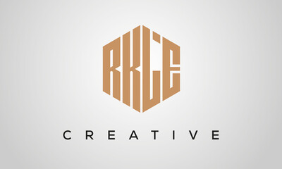 creative polygon RKLE letters logo design, vector template