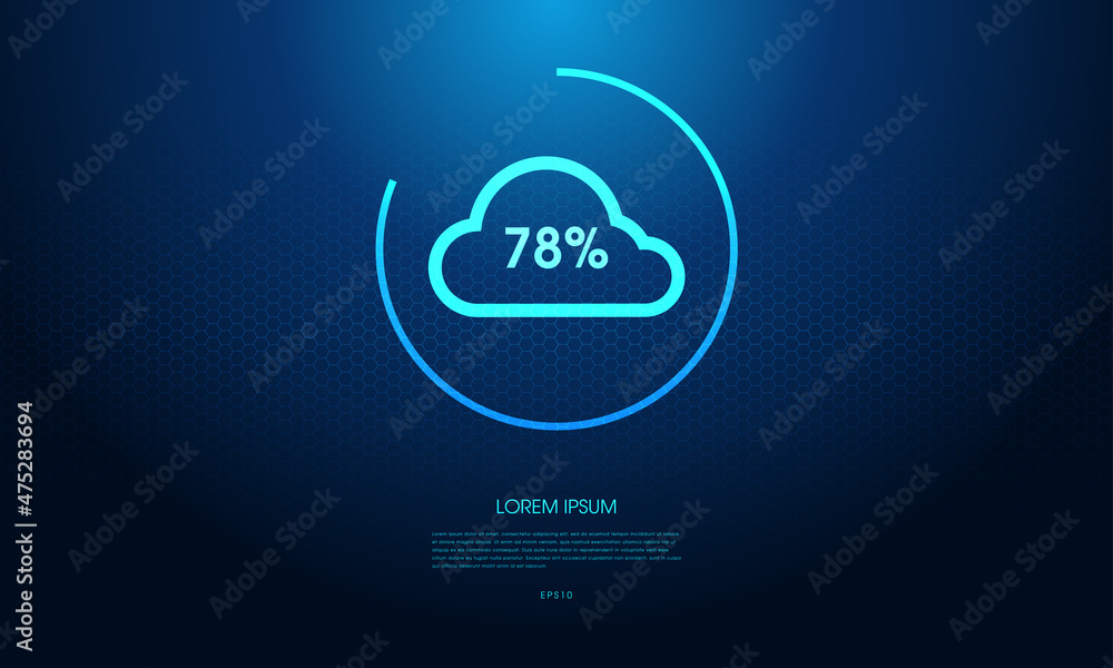 Poster cloud upload in technology background. files sharing to cloud storage. percentage indicates the file