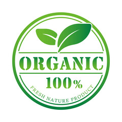 Organic, healthy natural and eco product  label illustration
