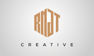 creative polygon RMJT letters logo design, vector template