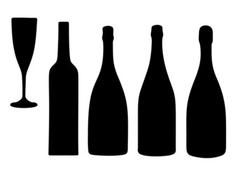 Wine bottles in the set. Vector image.