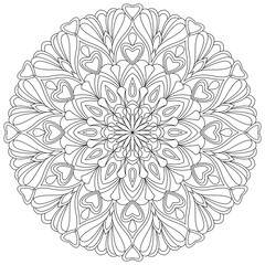 Vector drawing for coloring book. Geometric floral pattern. Contour drawing on a white background. Mandala.