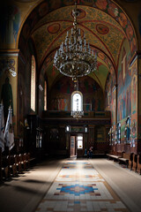 Fototapeta premium The monastery of Basilian fathers with the Church of the Christ Heart in Zhovkva, Ukraine