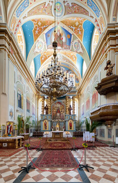 Interior of St. Josaphat Church of Dominican Convent in Zhovkva town, Lviv, Ukraine