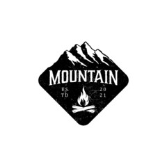 vintage mountain adventure club logos and camping resort outdoor retro vector emblem logo design