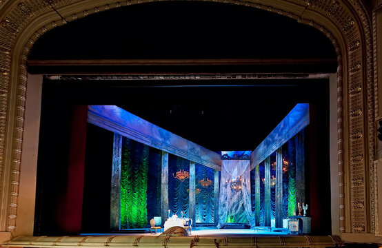  The view to the stage in Taras Shevchenko Ukrainian National Opera House in Kyiv, Ukraine