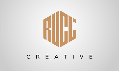 creative polygon RUCL letters logo design, vector template
