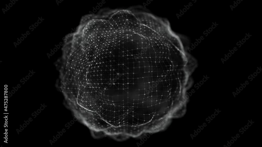 Poster sphere made up of points and lines. network connection structure. big data visualization. 3d renderi