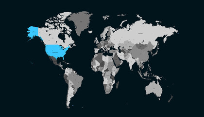 Fototapeta na wymiar World map. United States of America map. USA. 