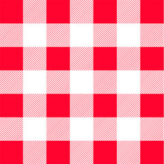 Red country style gingham seamless pattern. Garden tartan checked plaids repeating texture for fabric, print, tablecloth, dress, skirt, clothes. Vector illustration EPS 10