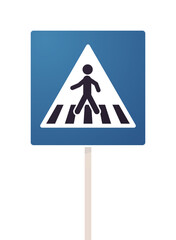 Walkway and road sign flat vector illustration.