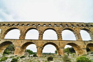 pont du aqueduct in france, photo as a background , in Pont du gard, gardon, nimes france