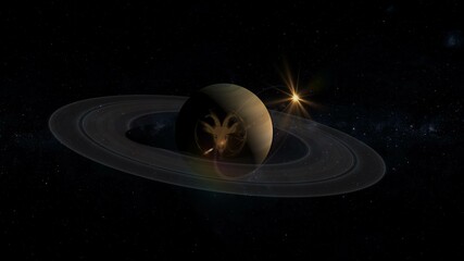 saturn the ruling planet of capricorn 3d illustration © SN